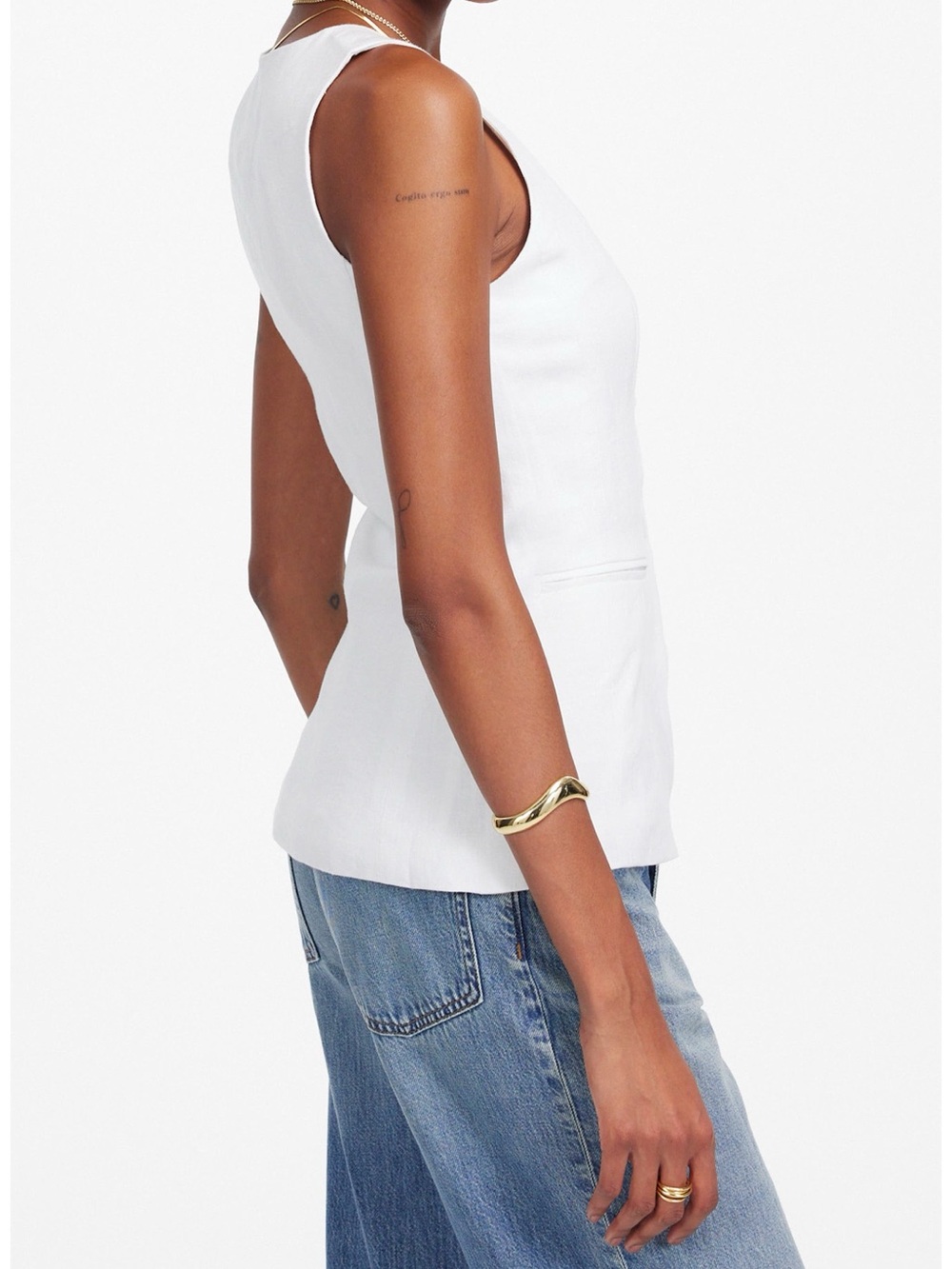 Madewell 100% Linen Scoopneck Cutaway Vest in Salt Color EUC Size 10 Wh - Picture 2 of 16